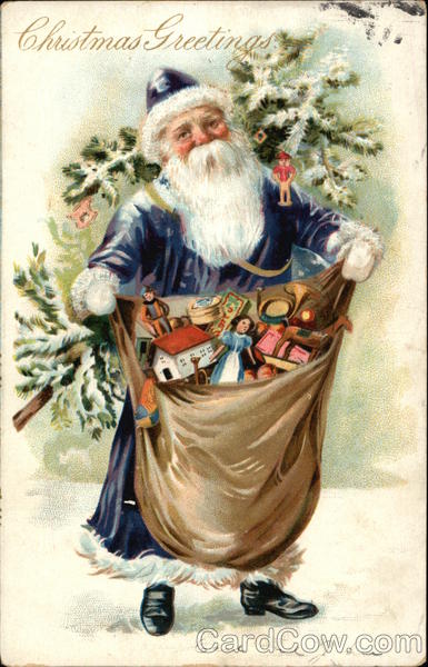 Christmas Greetings with Santa and Toys Santa Claus