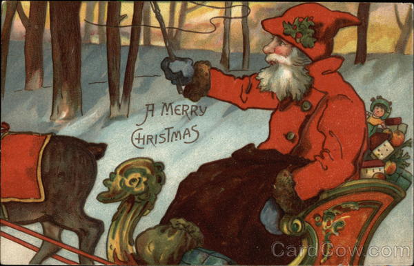 A Merry Christmas with Santa and Sleigh Santa Claus
