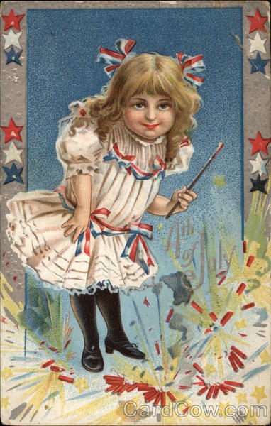 4th of July with Fireworks & Child Patriotic