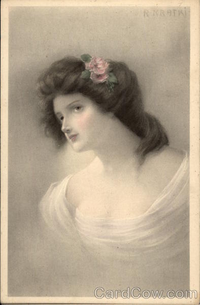 Portrait of Young Woman with White Dress Women