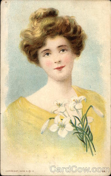 Woman in Yellow Dress with Lilies Women