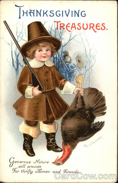 Thanksgiving Treasures with Pilgrim Boy & Turkey Ellen Clapsaddle