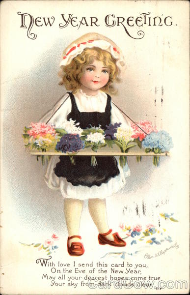 New Year Greeting with Love Ellen Clapsaddle Children