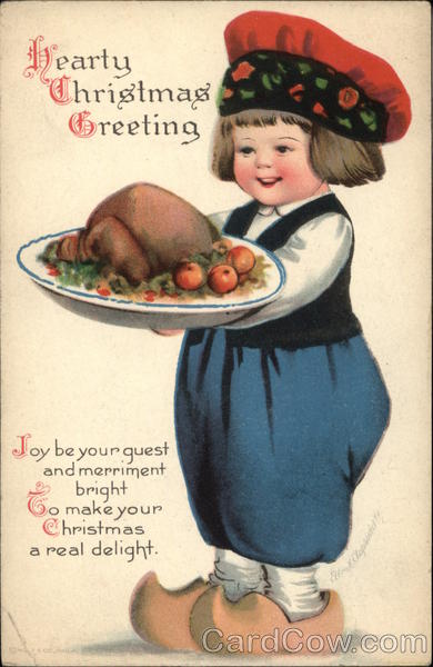 Heart Christmas Greeting with Dutch Boy Ellen Clapsaddle