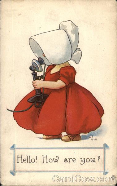 Girl in Bonnet Talking on Phone Bernhardt Wall Sunbonnet Babies
