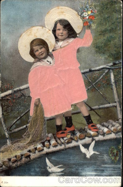 Two Girls in Pink Dresses