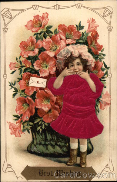 Best Wishes with Flowers and Child Silk & Fabric Applique