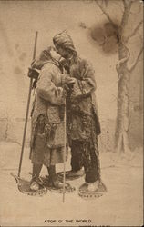 A Couple Kissing While in Snow on Showshoes Postcard