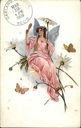 Angel in Daisies with Butterflys Postcard