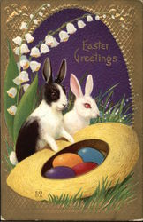 Easter Greetings with Bunnies Postcard