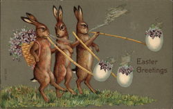 Easter Greetings with Bunnies Postcard