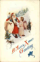 A Merry Christmas Greeting Angels Postcard Postcard