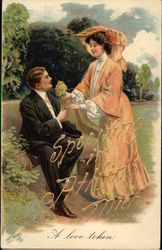 A Love Token, Spoonng in Atkins, Mich Postcard