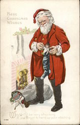 Santa Filling Stockings Santa Claus Postcard Postcard