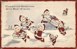 Christmas Greetings with Best Wishes Children Postcard Postcard