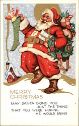 A Merry Christmas with Santa in Snow Postcard