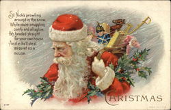Christmas - St. Nick's prowling around in the snow Santa Claus Postcard Postcard