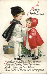 A Merry Christmas with Brother & Sister Children Postcard Postcard