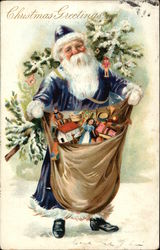 Christmas Greetings with Santa and Toys Postcard