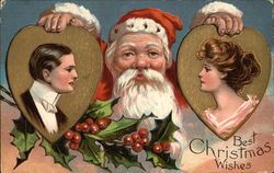 Best Christmas Wishes with Santa & Couple Postcard