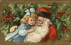 Santa with Girl Postcard