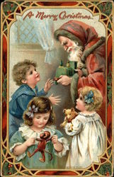 A Merry Christmas with Santa and Children Postcard Postcard