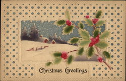 Christmas Greetings with Snow Scene Postcard Postcard