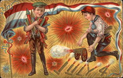 Boys shooting fireworks Boys shooting fireworks