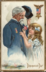 Decoration Day with Veteran & Child Memorial Day Postcard Postcard