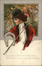 Luck - Equestrian Lady Postcard