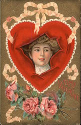 To My Valentine with Heart & Woman Postcard