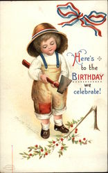 Here's to the Birthday we Celebrate - July 4th Patriotic Postcard Postcard