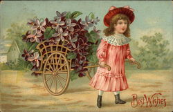 Best Wishes with Flowers and Child Greetings Postcard Postcard