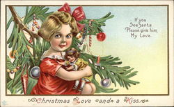 Christmas Love and a Kiss Postcard