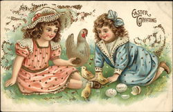 Easter Greeting With Children Postcard Postcard