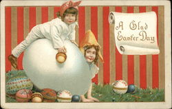 A Glad Easter Day With Children Postcard Postcard