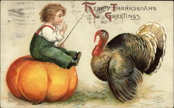 Hearty Thanksgiving Greetings Turkeys Postcard 