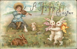 A Joyous Easter With Bunnies Postcard Postcard