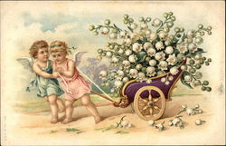 Two Angels Pulling Wagon Full of Lilies of the Valley Two Angels Pulling Wagon Full of Lilies of the Valley