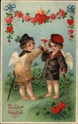 Valentine Greeting Cupid Postcard Postcard