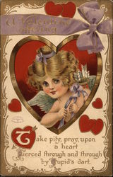 A Valentine Offering with Cupid Postcard