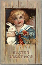 Easter Greetings With Children Postcard Postcard