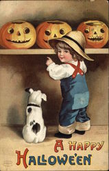 A Happy Halloween with Boy & Dog Postcard