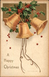 A Happy Christmas with Bells & Holly Postcard Postcard