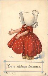 Sunbonnet Girl Wearing a Red Dress Postcard