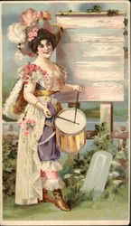Woman Playing Drum Postcard
