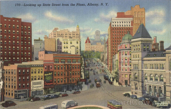 Lookingup State Street From The Plaza, Washington Park Albany New York