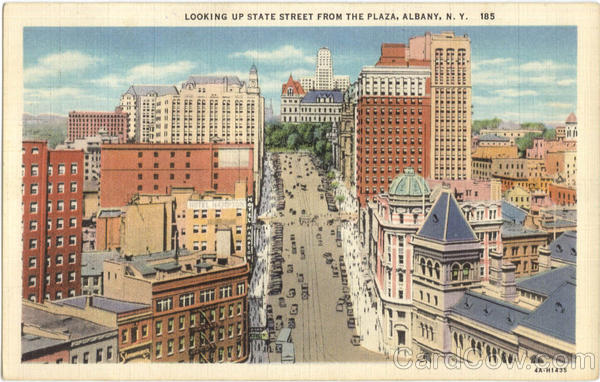 Looking Up State Street From The Plaza Albany New York