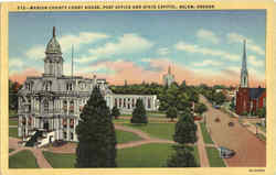 Marion County Court House Post Office And State Capitol Postcard