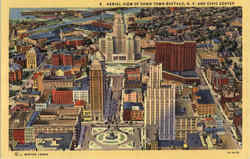 Aerial View Of Down Town And Civic Center Postcard